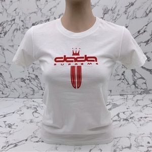 Y2k Supreme Women's White Tee with Red Logo